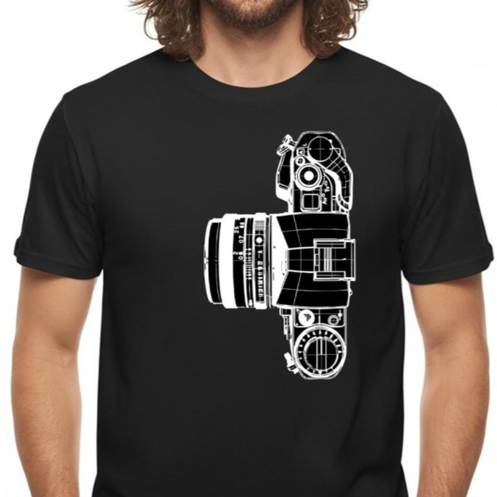 Photography Graphic Design - Vintage-Kamera-T-Shirt, Fotografen-Geschenk, Fotografie-Shirt, minimalistisches Design, Baumwolle,