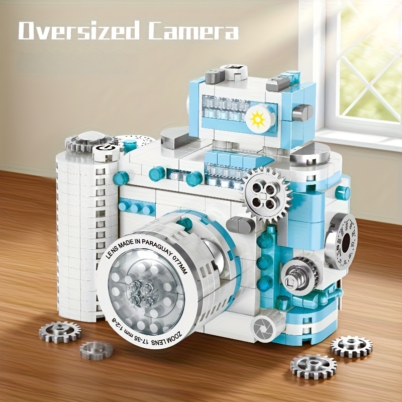 Photography Simulator - DIY Retro-Baustein-Kameramodell, kreative Puzzle-Dekoration, Simulations-Baustein-Kamera, Weihnachts-