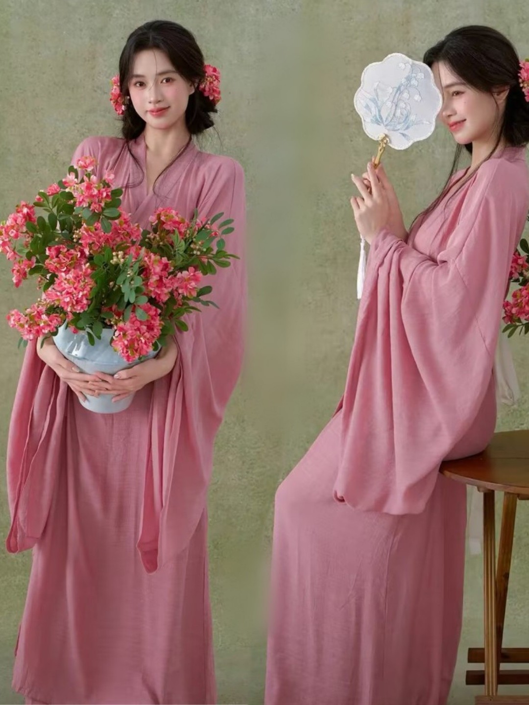 Photography Vintage - Retro Chinesisches Kriegszeit-Porträtkleid in Kalten Tönen,