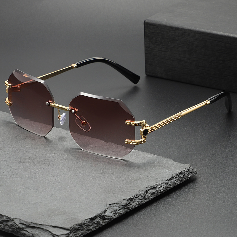 Photography Vintage - Neue kleine rechteckige rahmenlose Sonnenbrille für