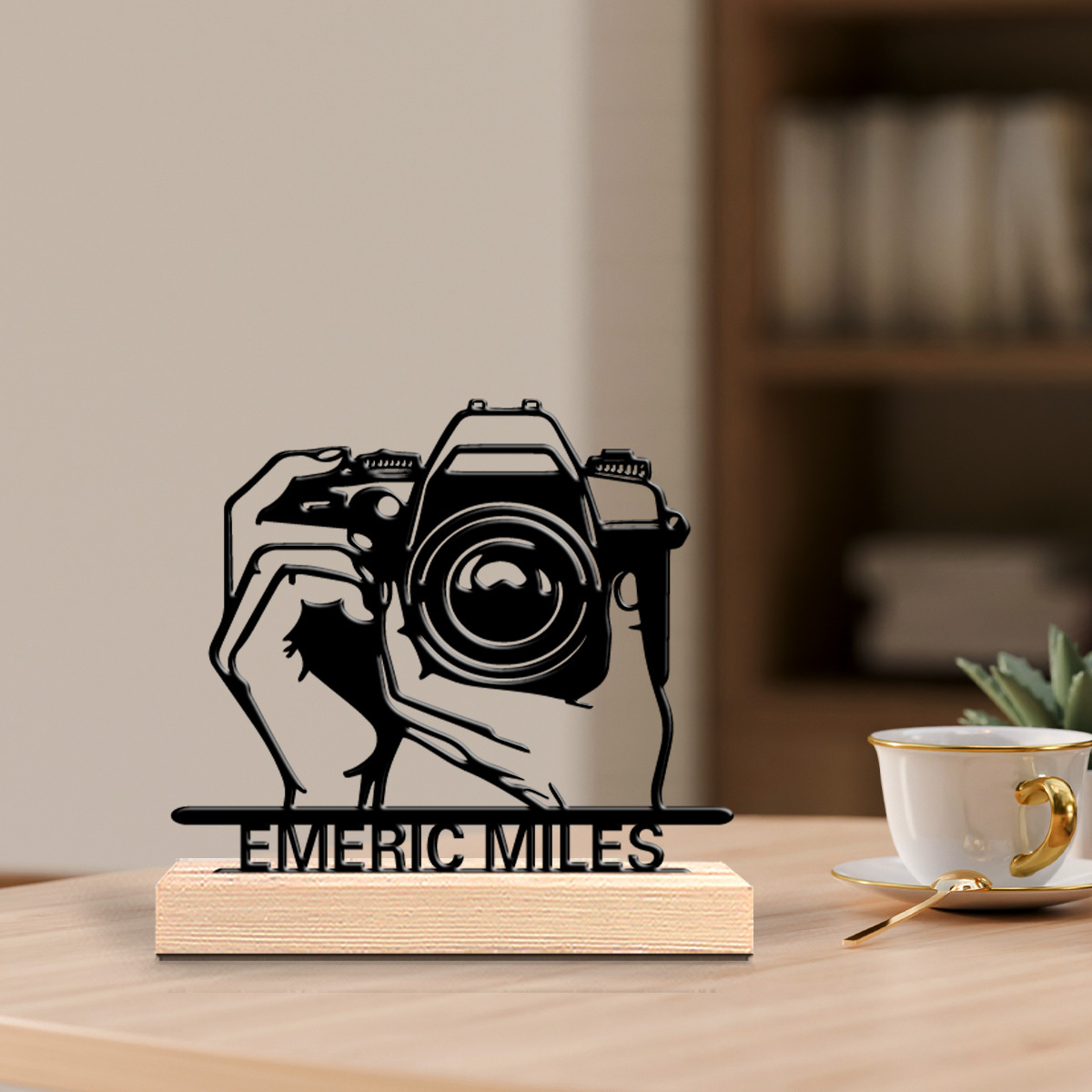 Photography Vintage - Personalisierte Emric Miles Kamera-Kunst - Holzsockel